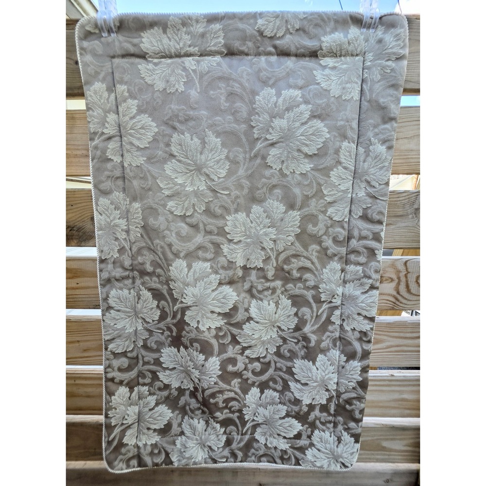 Croscill King Pillow Sham Champagne Taupe Jacquard Damask Leaf Scroll Corded
